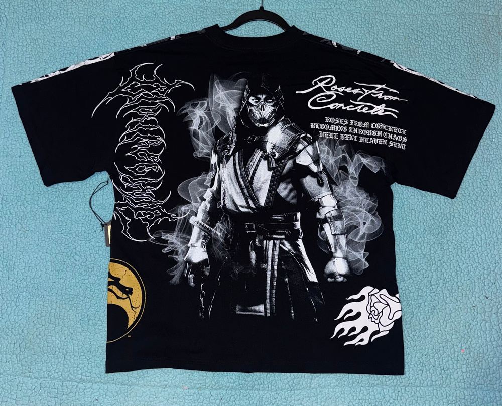 Mortal Kombat x Civil Regime Graphic T Shirt Medium Black Scorpion Y2K